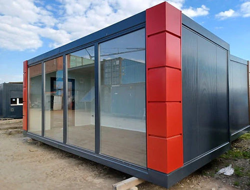 OFFENER BÜROKONTAINER 3×6 MIT VITRINEN